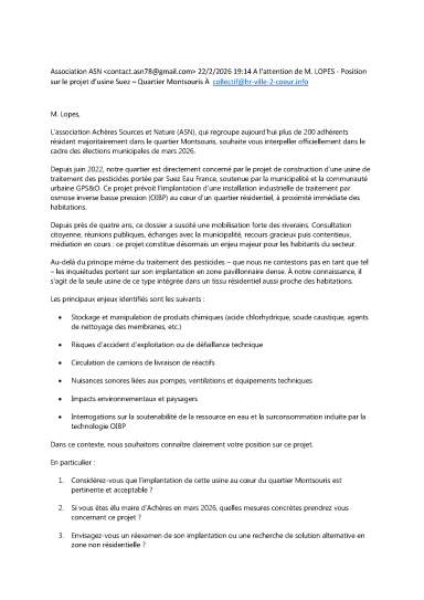 Mail de l'ASN Montsouris